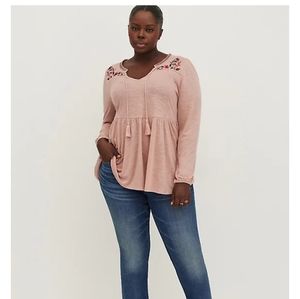 Torrid Balloon Sleeve Babydoll Top, Size 3x, pink